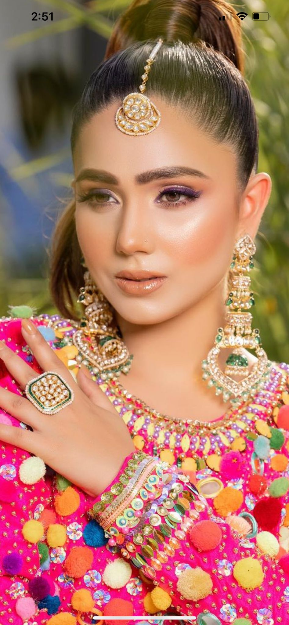 Emerald green Meena Jhumki - Image 2