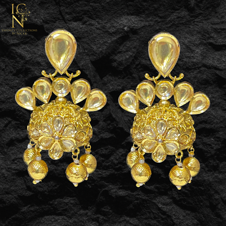 Gold Pacchi Kundan Jhumki
