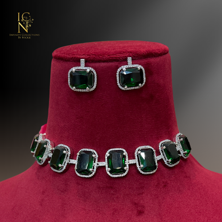 Zirconia Choker set - Emerald Green