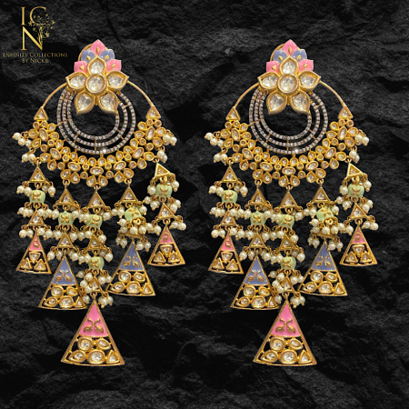 Designer Kundan Meena Earrings