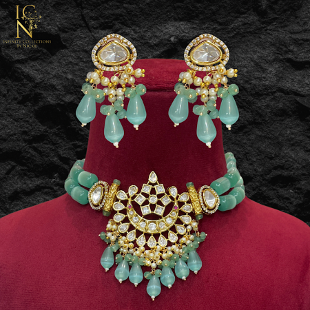 Uncut Kundan set - Mint