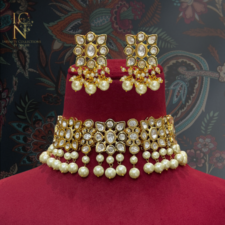 Uncut Kundan Set - Pearl