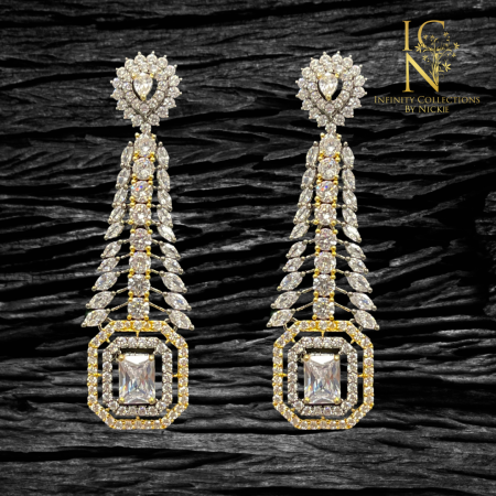 Dual Tone CZ Earrings