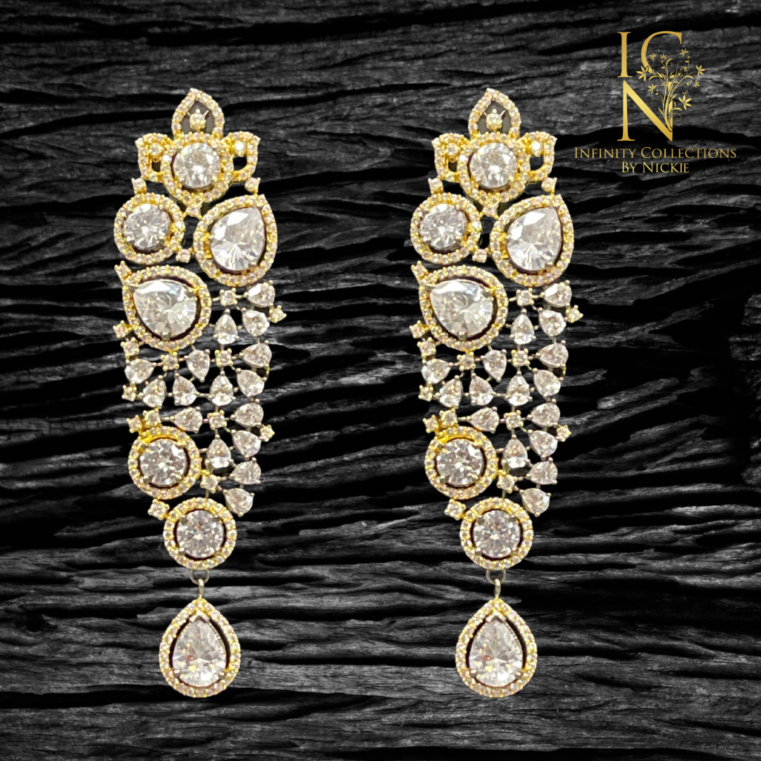 Dual Tone CZ Earrings