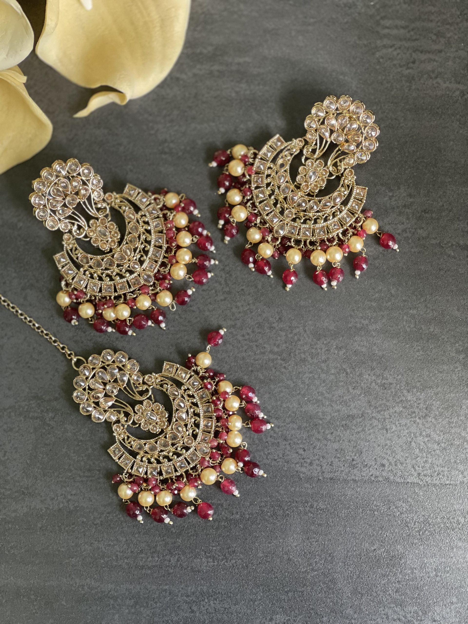 Antique Polki Tikka Earrings set