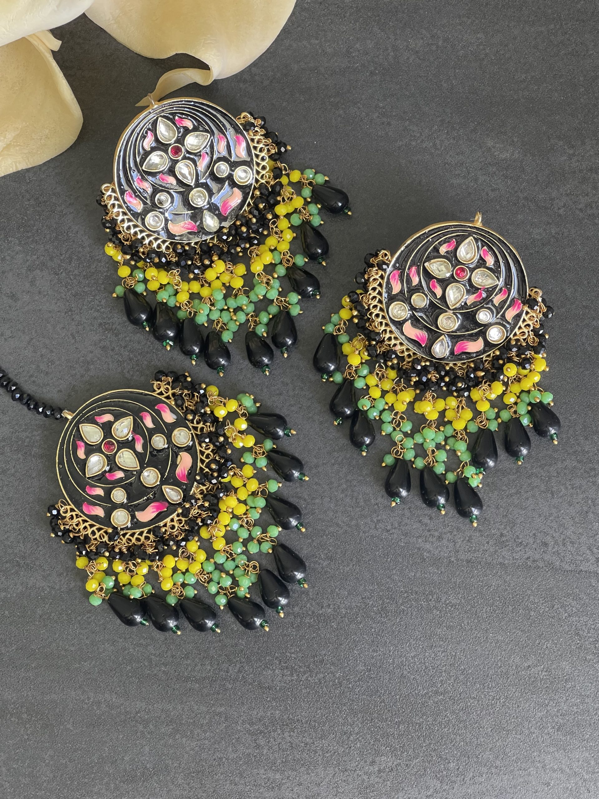 Meenakari Tikka Earrings set - Image 2