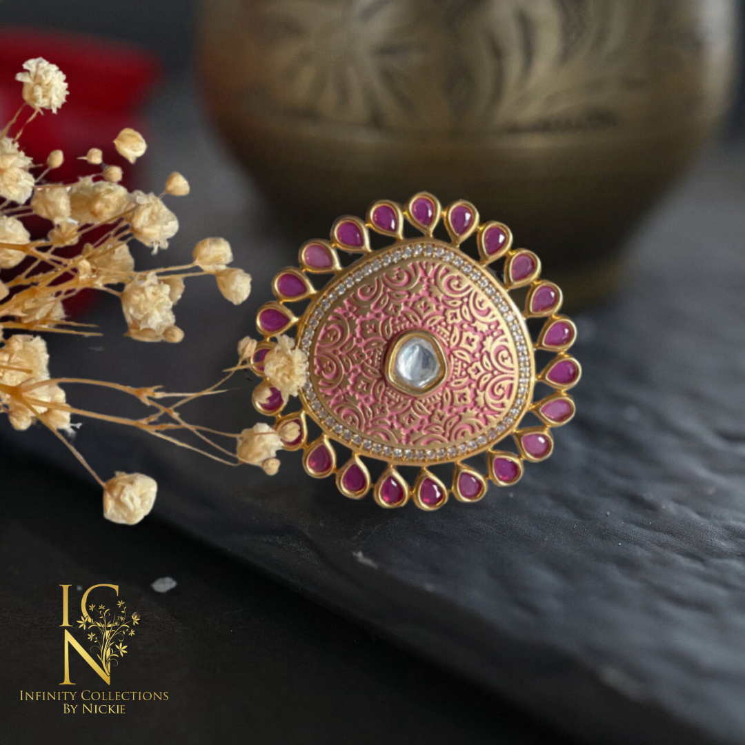 Kundan Meenakari Ring