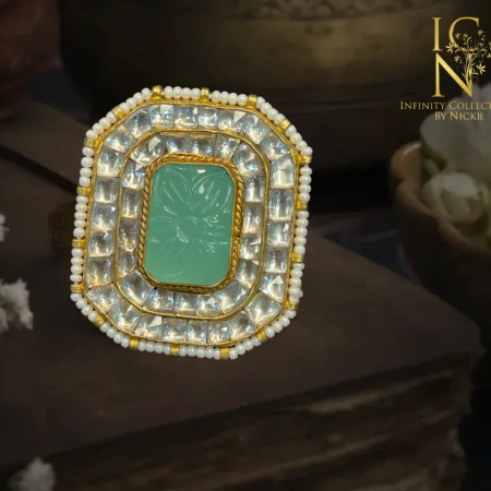 Carved Stone Kundan Ring