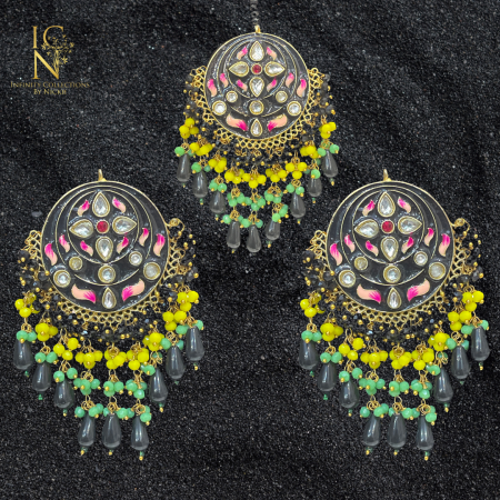 Meenakari Tikka Earrings set