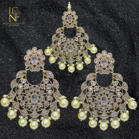 Reverse Polki Tikka earrings set