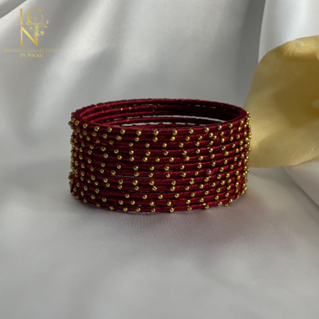 Maroon Thread Bangles ( Pack of 12)