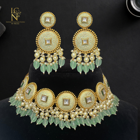 Meenakari Kundan Necklace set